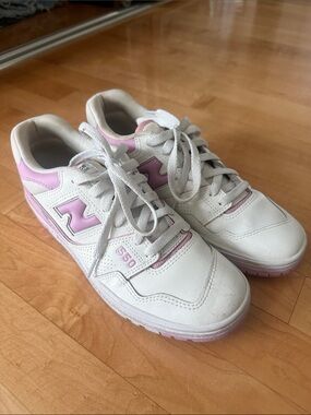 New Balance White and Pink 550 womens Sneakers